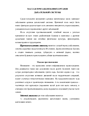 Массаж грудной клетки при воспалении легких