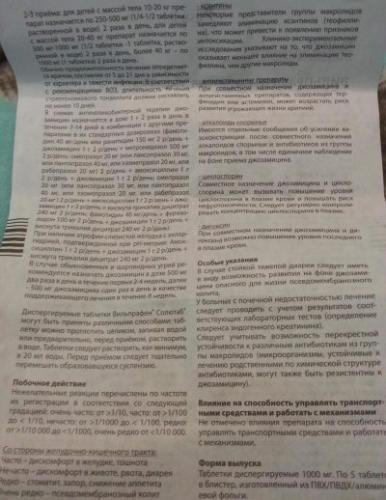 Вильпрафен таблетки инструкция по применению