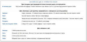 Английская диета: подробное меню, рецепты