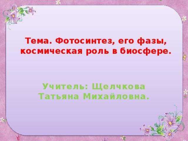 Фотосинтез кратко и понятно