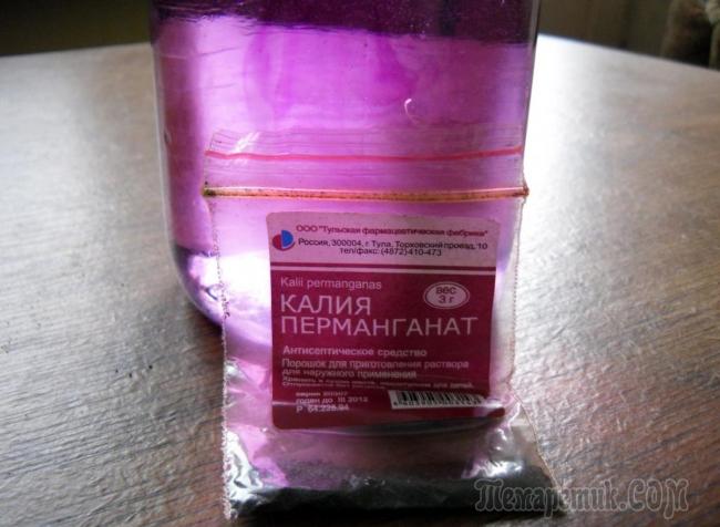 Раствор марганцовки для комнатных растений.