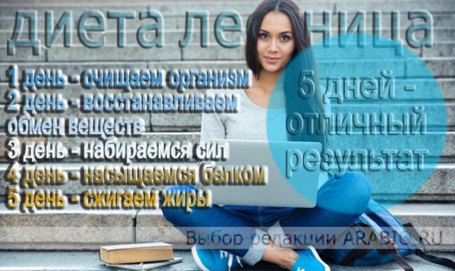 Чудо-диета "лесенка": подробное меню на 5 дней