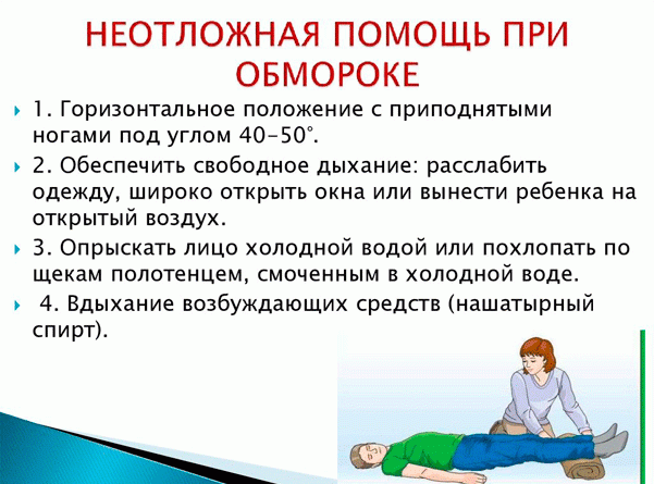 Первая помощь при обмороке: признаки обморока, ошибки