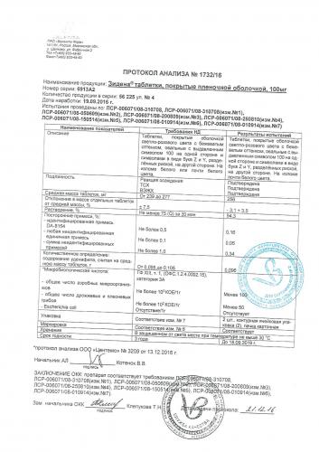 Зидена — таблетки, состав, срок годности, противопоказания