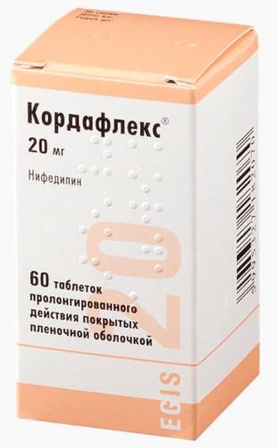Таблетки 10 мг, 20 мг ретард, 40 мг кордафлекс: инструкция по применению